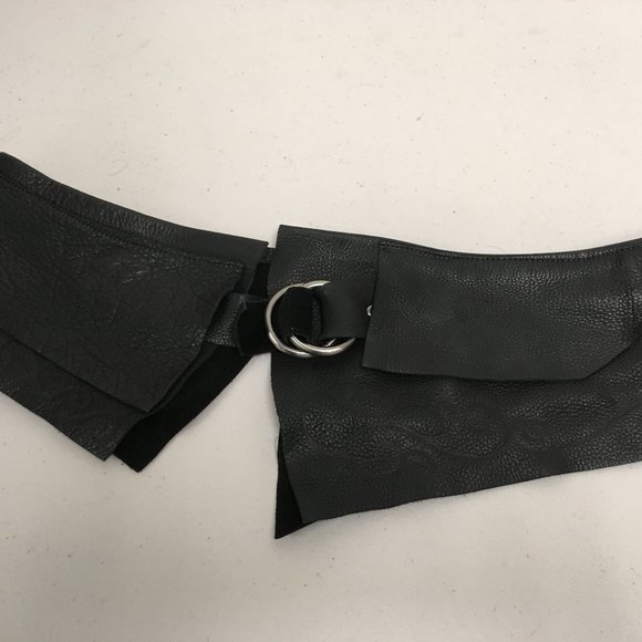 HANDMADE Kid Leather layered CORSET BELT 32x6 M L boho hippie - Picture 3 of 12